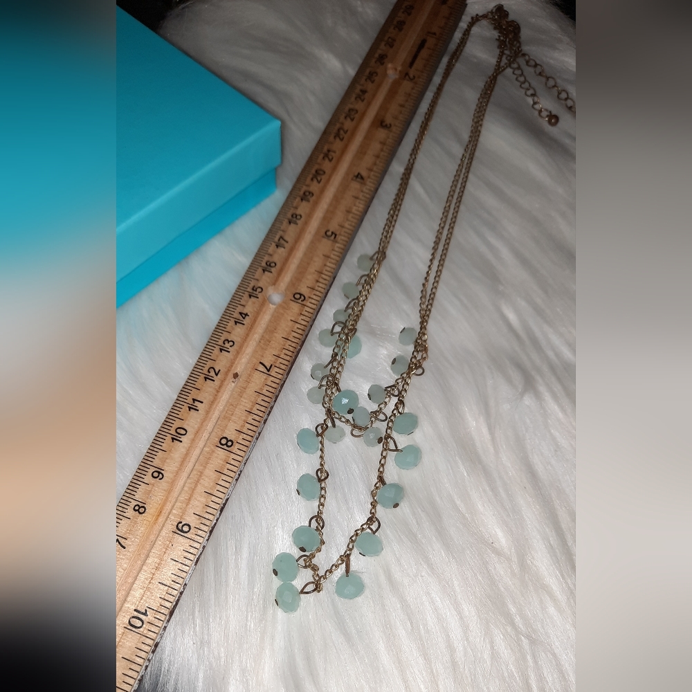 Two faceted stone bead layering necklaces light sky blue - Picture 5 of 8